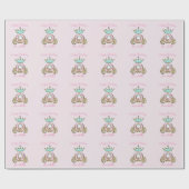 Princess Crown en Carriage on Light Pink Cadeaupapier (Vlak)