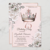 Princess Crown Floral 75e verjaardagsfeest Kaart (Voorkant / Achterkant)