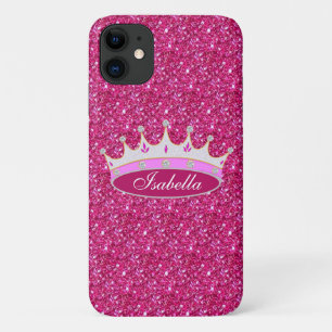 Princess crown & gems on roze glitter Case-Mate iPhone case