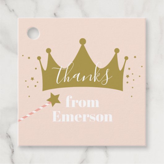 Princess Crown Girls Birthday Party Bedankjes Labels (Voorkant)
