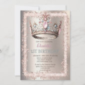 Princess Crown Glitter Lijst Ivoor Verjaardag Kaart (Voorkant)