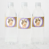 Princess Crown Gold Lavendel Baby shower gunsten Waterfles Etiket (Flessen)