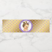 Princess Crown Gold Lavendel Baby shower gunsten Waterfles Etiket (Enkel label)