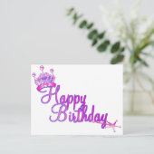 Princess Crown Happy Birthday Holiday Briefkaart (Staand voorkant)