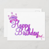 Princess Crown Happy Birthday Holiday Briefkaart (Voorkant / Achterkant)