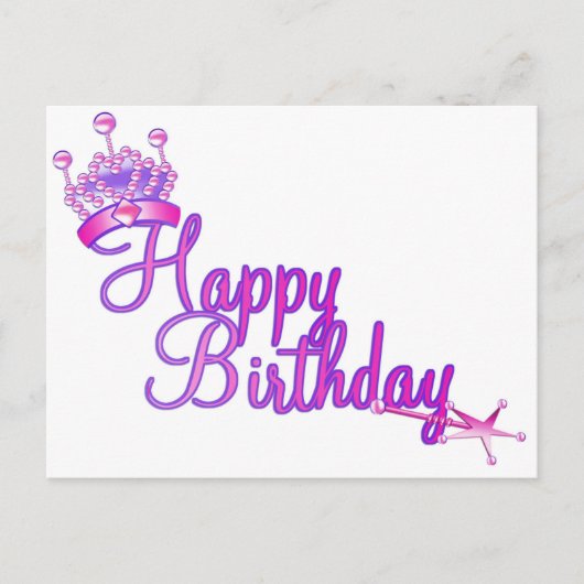 Princess Crown Happy Birthday Holiday Briefkaart (Voorkant)