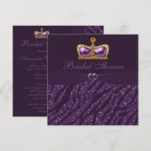 Princess Crown Heart & Zebra Glitter Vrijgezellenf Kaart (Voorkant / Achterkant)