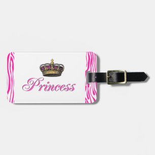Princess crown in hot-roze bagagelabel