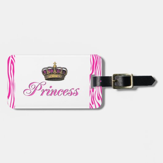Princess crown in hot-roze bagagelabel (Voorkant horizontaal)