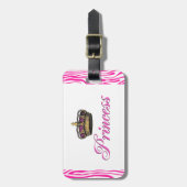 Princess crown in hot-roze bagagelabel (Voorkant verticaal)