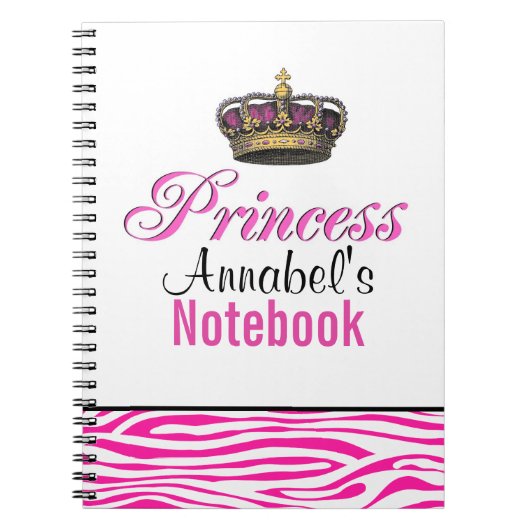 Princess crown in hot-roze notitieboek (Voorkant)