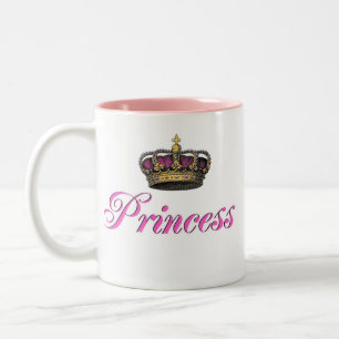Princess crown in hot-roze tweekleurige koffiemok