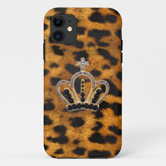 Princess Crown Leopard Fur iPhone 5 Hoesje (Achterkant)