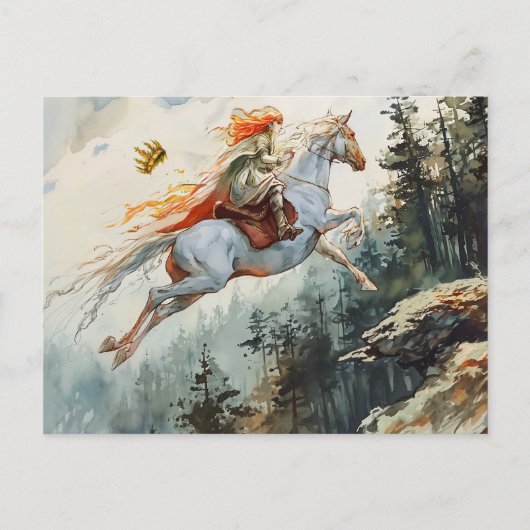 Princess Crown Lost  Rosstrappe Legend Watercolor Briefkaart (Voorkant)