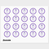 Princess Crown Paarse Dank je wel gunst Ronde Sticker (Vel)