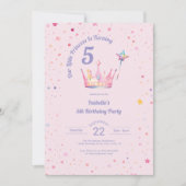 Princess Crown Pastel Roze Meisje Verjaardag Kaart (Voorkant)