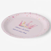 Princess Crown Pastel Roze Meisje Verjaardag Papieren Bordje (Gekanteld)