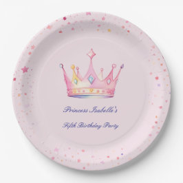 Princess Crown Pastel Roze Meisje Verjaardag Papieren Bordje