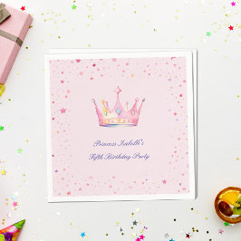 Princess Crown Pastel Roze Meisje Verjaardag Servet