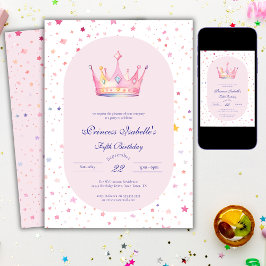 Princess Crown Pastel Roze Sprookje 5e verjaardag Kaart
