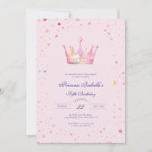 Princess Crown Pastel Roze Sprookje 5e verjaardag Kaart (Voorkant)