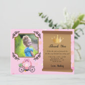 Princess Crown Pink Foto bedankt Kaart (Staand voorkant)