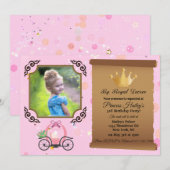 Princess Crown Pink Foto Birthday Uitnodiging (Voorkant / Achterkant)
