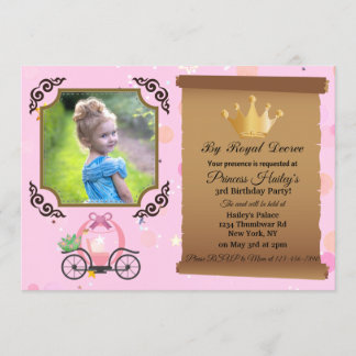 Princess Crown Pink Foto Birthday Uitnodiging