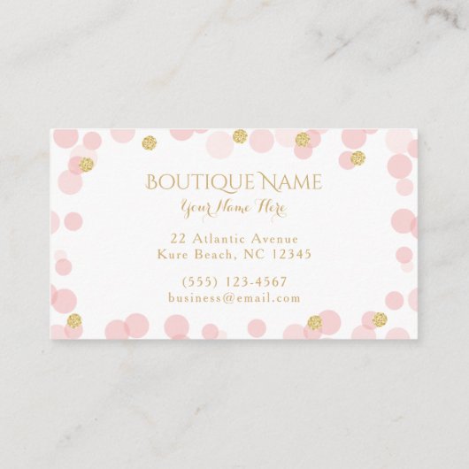 Princess Crown Pink Gold Boutique Business Card Informatiekaartje (Achterkant)