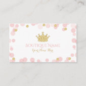Princess Crown Pink Gold Boutique Business Card Informatiekaartje (Voorkant)