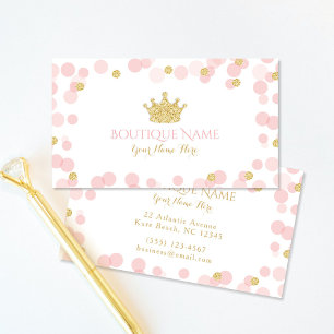 Princess Crown Pink Gold Boutique Business Card Informatiekaartje
