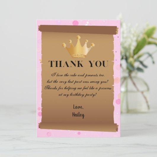 Princess Crown Pink - Hartelijk dank Kaart (Staand voorkant)