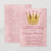 Princess Crown Pink - Roos Gold Verjaardag Kaart (Voorkant / Achterkant)
