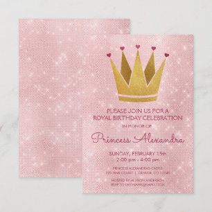 Princess Crown Pink - Roos Gold Verjaardag Kaart