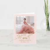 Princess Crown Quinceañera Chic Blush Pink & Gold Bedankkaart (Voorkant)