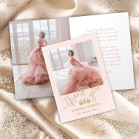 Princess Crown Quinceañera Chic Blush Pink & Gold