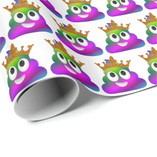 Princess Crown Rainbow Emoji Poop Cadeaupapier (Rol Hoek)