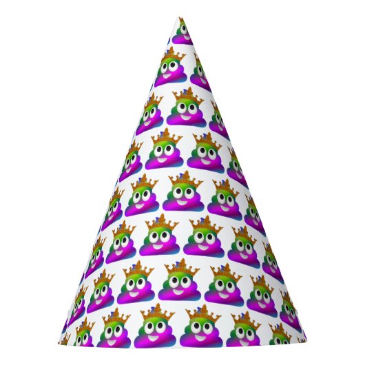 Princess Crown Rainbow Emoji Poop Feesthoedjes (Voorkant)