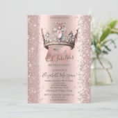 Princess Crown Roos Gold Sparkle Diamonds 40th Kaart (Staand voorkant)