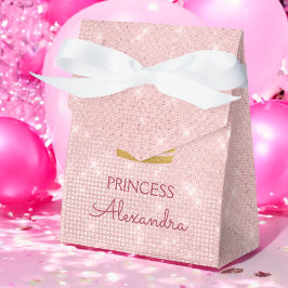 Princess Crown Roos Goud Blush Roze Sparkle Bedankdoosjes