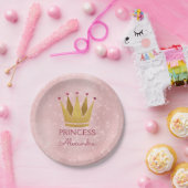 Princess Crown Roos Goud Blush Roze Sparkle Papieren Bordje (Feest)