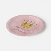 Princess Crown Roos Goud Blush Roze Sparkle Papieren Bordje (Gekanteld)