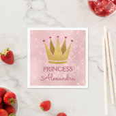 Princess Crown Roos Goud Blush Roze Sparkle Servetten (Insitu)