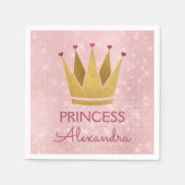 Princess Crown Roos Goud Blush Roze Sparkle Servetten (Voorkant)