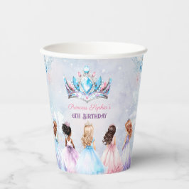 Princess Crown Roze Paarse Winter Meisje Verjaarda Papieren Bekers
