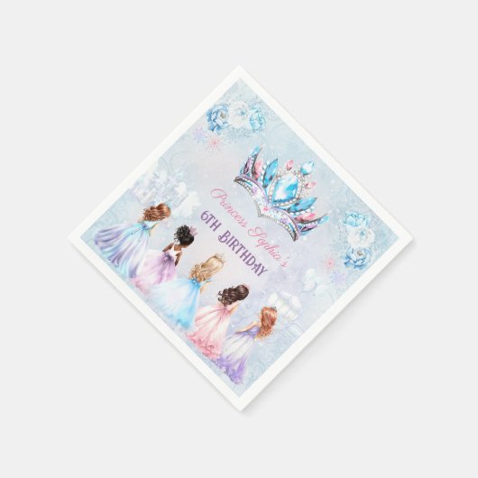 Princess Crown Roze Paarse Winter Meisje Verjaarda Servet (Hoek)