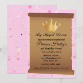 Princess Crown Roze Verjaardag Uitnodiging (Voorkant / Achterkant)
