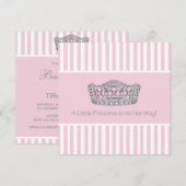 Princess Crown Roze Wit Baby shower Uitnodiging (Voorkant / Achterkant)