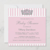 Princess Crown Roze Wit Baby shower Uitnodiging (Achterkant)