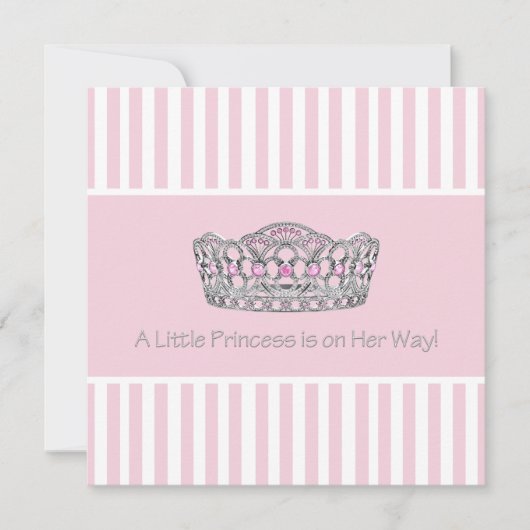 Princess Crown Roze Wit Baby shower Uitnodiging (Voorkant)